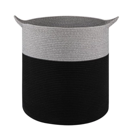 Generic Cotton 12x14 Inch-1 Pcs Storage Basket For Clothes With Out Lid (Gray-Black) Generic Cotton 12x14 Inch-1 Pcs Storage Basket For Clothes With Out Lid (Gray-Black)