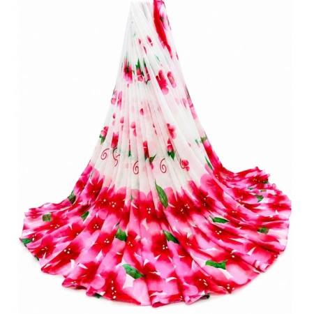 Generic Women's Georgette Floral Printed Saree With Unstitched Blouse 5.5Mtr (White-Pink) Generic Women's Georgette Floral Printed Saree With Unstitched Blouse 5.5Mtr (White-Pink)