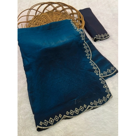 Generic Women's Satin Embellished Saree With Unstitched Blouse 5.5Mtr (Navy) Generic Women's Satin Embellished Saree With Unstitched Blouse 5.5Mtr (Navy)