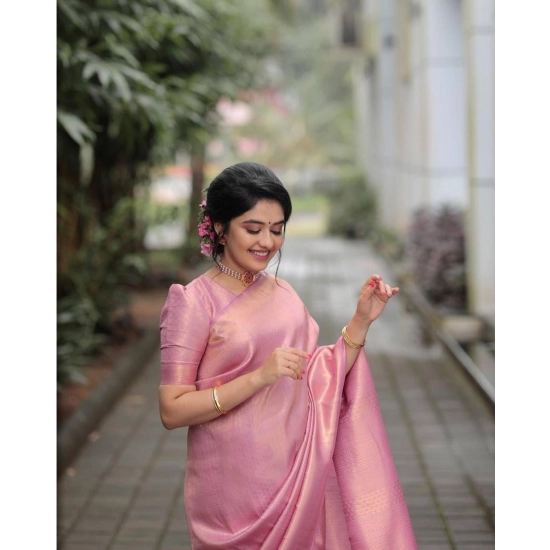 Generic Women's Soft Litchi Silk Jacquard Work Saree With Unstitched Blouse 5.5Mtr (Pink) Generic Women's Soft Litchi Silk Jacquard Work Saree With Unstitched Blouse 5.5Mtr (Pink)