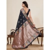 Generic Women's Faux_Banarasi_Silk Woven Saree With Unstitched Blouse 5.5Mtr (Black)