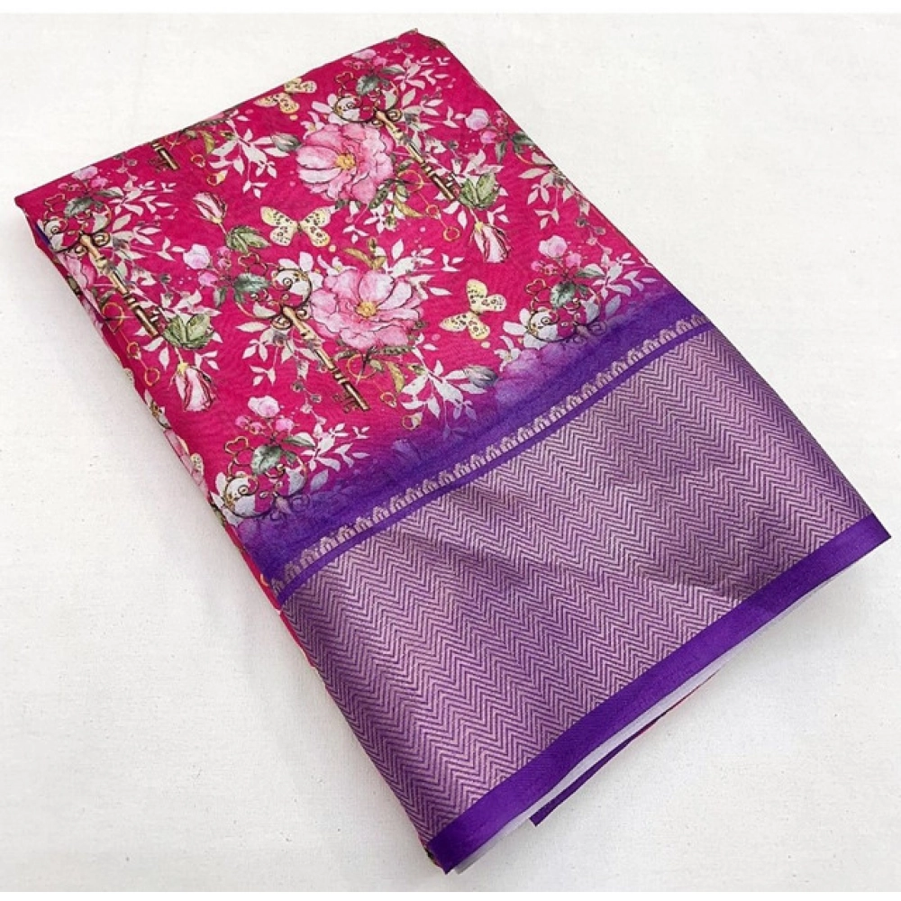 Generic Women's Cotton Silk Floral Printed Saree With Unstitched Blouse 5.5Mtr (Pink) Generic Women's Cotton Silk Floral Printed Saree With Unstitched Blouse 5.5Mtr (Pink)