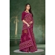 Generic Women's Soft Pure Cotton Printed Saree With Unstitched Blouse 5.5Mtr (Wine)
