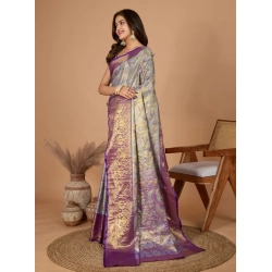 Generic Women's Jacquard Saree With Unstitched Blouse 5.5Mtr (Multicolor)