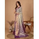 Generic Women's Jacquard Saree With Unstitched Blouse 5.5Mtr (Multicolor)