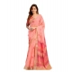 Generic Women's Linen Cotton Printed Ready To Wear With Pocket Saree With Unstitched Blouse 5.5 Mtr (Peach)