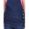 Generic Girl's Denim Distressed Buttoned Dungaree (Blue)