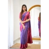 Generic Women's Soft Lichi Silk Printed Saree With Unstitched Blouse 5.5Mtr (Purple)