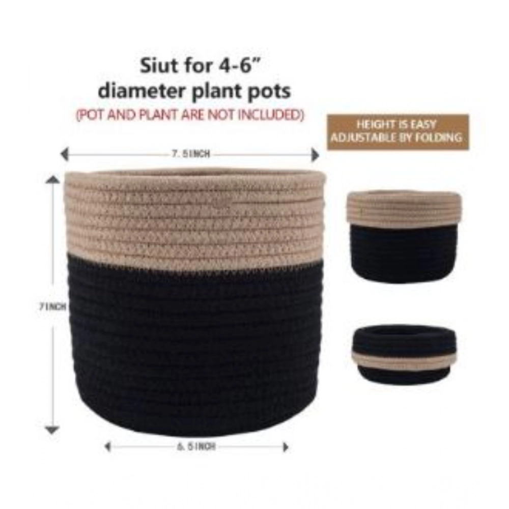 Generic Cotton Flower Pot With Out Lid (Beige-Black) Generic Cotton Flower Pot With Out Lid (Beige-Black)