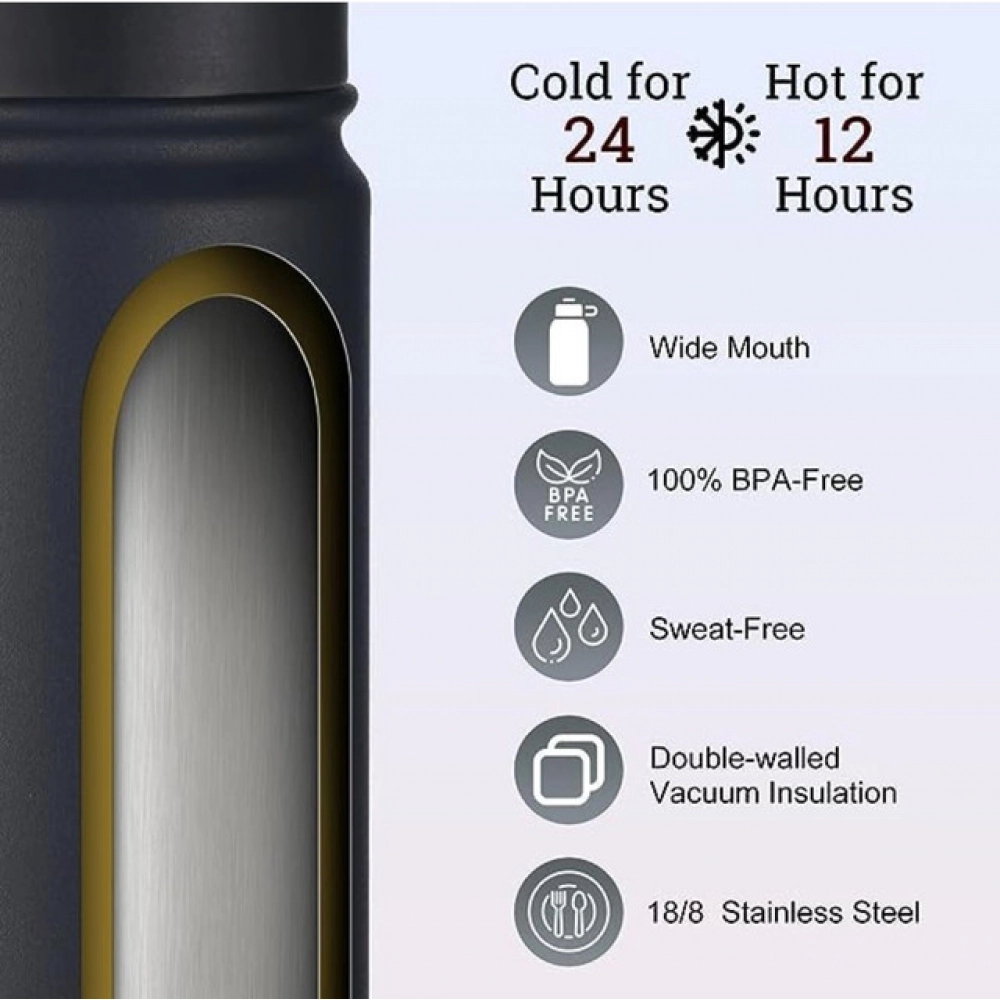 Generic 1000 Ml Double Wall Insulated Stainless Steel Water Bottle With Screw Lid (Black) Generic 1000 Ml Double Wall Insulated Stainless Steel Water Bottle With Screw Lid (Black)