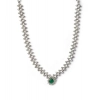 Generic Women's Brass Silver Plated Necklace set (Green)
