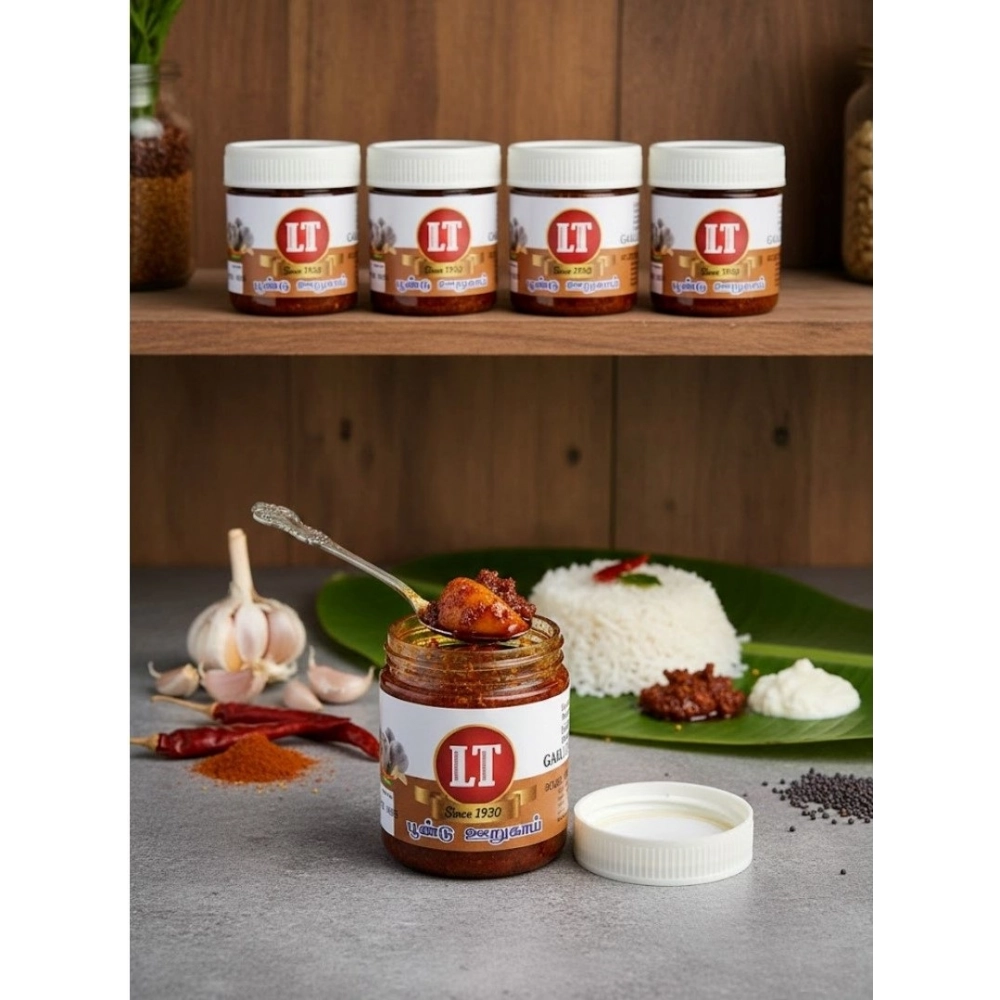 Generic Pack of_5 100GM LT Garlic Pickle Traditional Digestive Side Dish (Red)