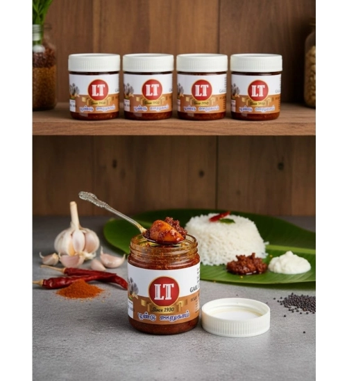 Generic Pack of_5 100GM LT Garlic Pickle Traditional Digestive Side Dish (Red)