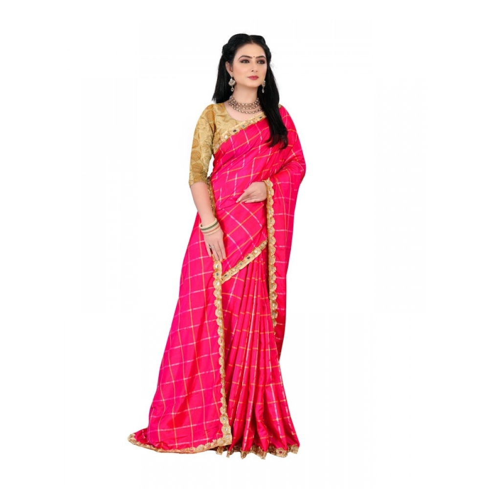 Generic Women's Sana Silk Bandhni Saree With Unstitched Blouse 5.5Mtr (Pink) Generic Women's Sana Silk Bandhni Saree With Unstitched Blouse 5.5Mtr (Pink)