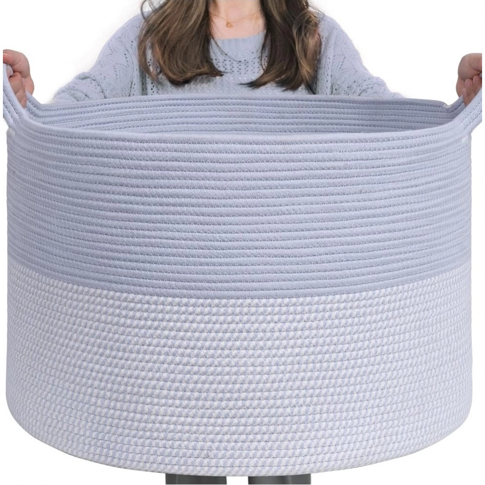 Generic Cotton Pack Of_1 16x14 Inch Storage Basket For Clothes With Out Lid (Blue-White) Generic Cotton Pack Of_1 16x14 Inch Storage Basket For Clothes With Out Lid (Blue-White)