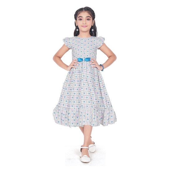 Generic Girl's Twill Printed Short Sleeve Round Neck Dress (Grey) Generic Girl's Twill Printed Short Sleeve Round Neck Dress (Grey)