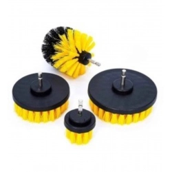 Generic Pack Of 4 Plastic Solid Power Drill Scrub Brush Cleaning Set (Yellow-Black)