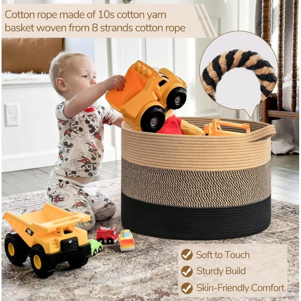 Generic Cotton Pack Of_1 Mix 16x14 Inch Storage Basket For Clothes With Out Lid (Multicolor) Generic Cotton Pack Of_1 Mix 16x14 Inch Storage Basket For Clothes With Out Lid (Multicolor)