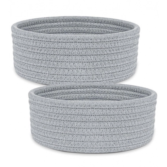 Generic Cotton 8x3 Inch Round 2 Set Bedside Organizer With Out Lid (Gray) Generic Cotton 8x3 Inch Round 2 Set Bedside Organizer With Out Lid (Gray)