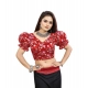 Generic Women's Organza Printed V Neck Puff Sleeve Readymade Blouse (Red 38 , Alterable up to 42)-PID65871 Generic Women's Organza Printed V Neck Puff Sleeve Readymade Blouse (Red 38 , Alterable up to 42)-PID65871