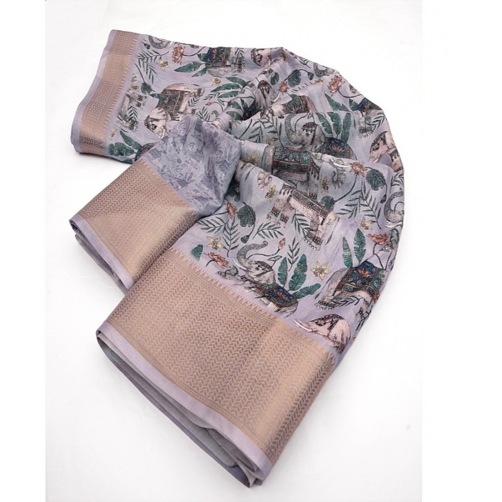 Generic Women's Cotton Silk Printed Saree With Unstitched Blouse 5.5Mtr (Grey) Generic Women's Cotton Silk Printed Saree With Unstitched Blouse 5.5Mtr (Grey)