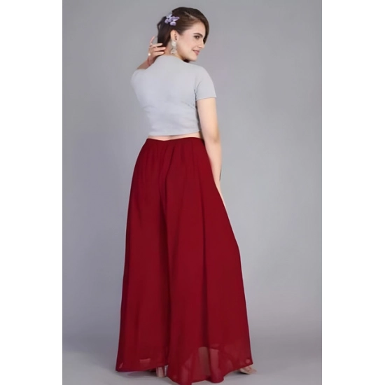Generic Women's Pack of 1 Georgette Solid High Rise Wide Leg Flared Palazzo Pants with Elastic Waist (Maroon) Generic Women's Pack of 1 Georgette Solid High Rise Wide Leg Flared Palazzo Pants with Elastic Waist (Maroon)
