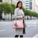 Women's PU Leather Solid Shoulder Zipper Handbag (Pink)