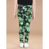 Generic Girl's Cotton Lycra Floral Elasticated Jeggings (Black-Green) Generic Girl's Cotton Lycra Floral Elasticated Jeggings (Black-Green)