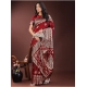 Generic Women's Silk Printed Saree With Unstitched Blouse 5.5Mtr (Maroon)