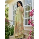 Generic Women's Linen Cotton Printed Saree With Unstitched Blouse 5.5Mtr (Light Green)