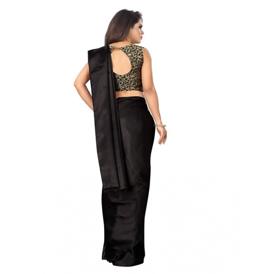 Generic Women's Satin Printed Saree With Unstitched Blouse 5.5Mtr (Black) Generic Women's Satin Printed Saree With Unstitched Blouse 5.5Mtr (Black)