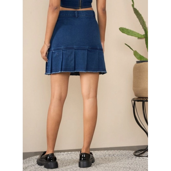 Generic Women's Denim Washed Buttoned Skirt (Blue) Generic Women's Denim Washed Buttoned Skirt (Blue)