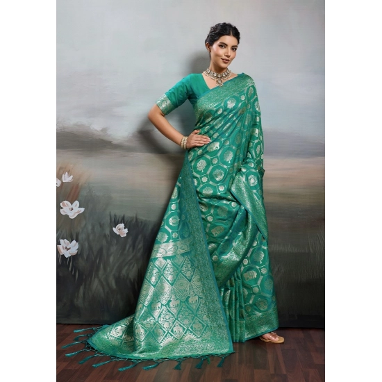Generic Women's Silk Blend Printed Saree With Unstitched Blouse 5.5Mtr (Rama Green) Generic Women's Silk Blend Printed Saree With Unstitched Blouse 5.5Mtr (Rama Green)