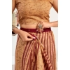 Generic Women's Faux Linen Geometric Print Ready to wear Saree With Unstitched Blouse 5.5Mtr (Brown)