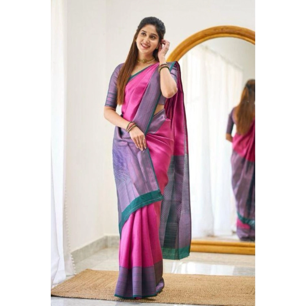 Generic Women's Soft Lichi Silk Printed Saree With Unstitched Blouse 5.5Mtr (Pink) Generic Women's Soft Lichi Silk Printed Saree With Unstitched Blouse 5.5Mtr (Pink)