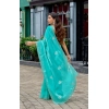 Generic Women's Faux Shimmer Floral Embroidery Ready to wear Saree With Unstitched Blouse 5.5Mtr (Turquoise) Generic Women's Faux Shimmer Floral Embroidery Ready to wear Saree With Unstitched Blouse 5.5Mtr (Turquoise)