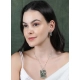 Generic Women's Brass Silver Plated Pendant Set (Green)