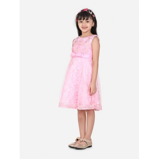 Generic Girl's Net Embroidered Sleeveless Dress (Pink) Generic Girl's Net Embroidered Sleeveless Dress (Pink)