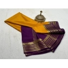 Generic Women's Crepe Chit Pallu Solid Saree With Unstitched Blouse 5.5Mtr (Gold)