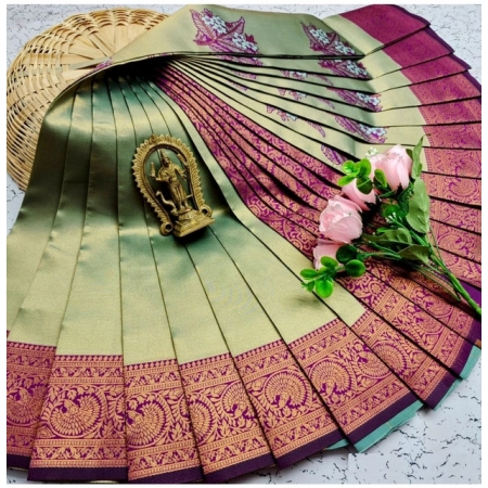 Generic Women's Soft Silk Printed Saree With Unstitched Blouse 5.5Mtr (
Pista Green)