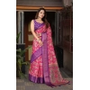 Generic Women's Cotton Silk Floral Printed Saree With Unstitched Blouse 5.5Mtr (Pink-Purple)