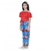 Generic Girl's Rayon Floral Short Sleeve Top and Trouser Set (Multicolor) Generic Girl's Rayon Floral Short Sleeve Top and Trouser Set (Multicolor)