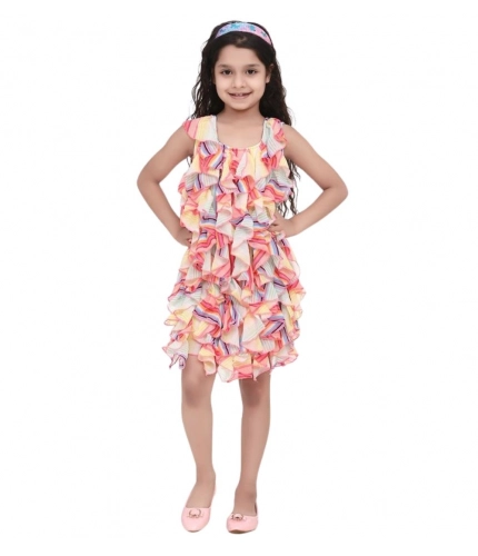 Generic Girl's Chiffon Ruffled Sleeveless Dress (Multicolor)