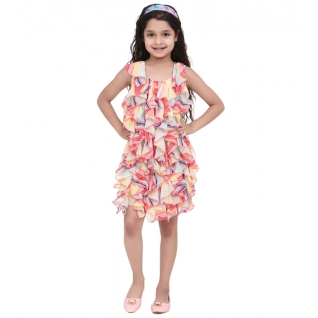 Generic Girl's Chiffon Ruffled Sleeveless Dress (Multicolor) Generic Girl's Chiffon Ruffled Sleeveless Dress (Multicolor)