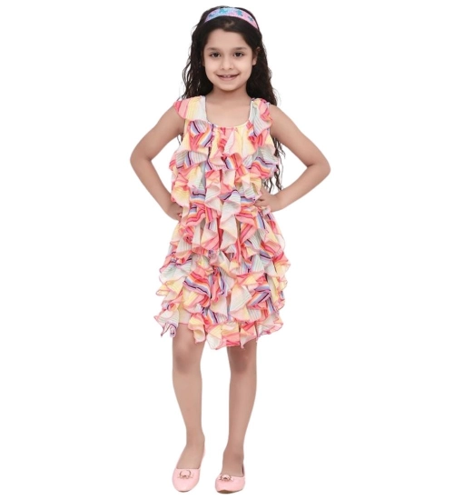 Generic Girl's Chiffon Ruffled Sleeveless Dress (Multicolor) Generic Girl's Chiffon Ruffled Sleeveless Dress (Multicolor)