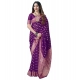 Generic Women's Jacquard Printed Saree With Unstitched Blouse 5.5Mtr (Purple)