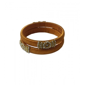 Generic Women's Plastic Silk Thread Bangles (Light Brown, Size: 2.1)