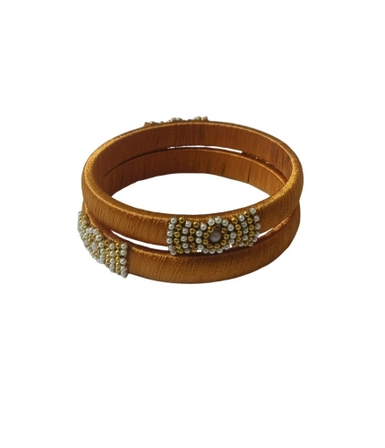Generic Women's Plastic Silk Thread Bangles (Light Brown, Size: 2.1)