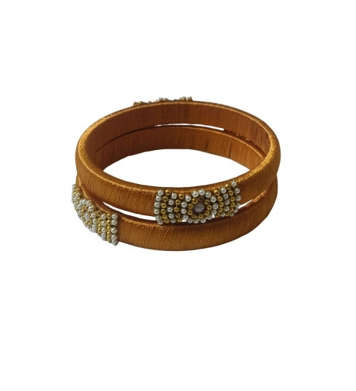 Generic Women's Plastic Silk Thread Bangles (Light Brown, Size: 2.1)