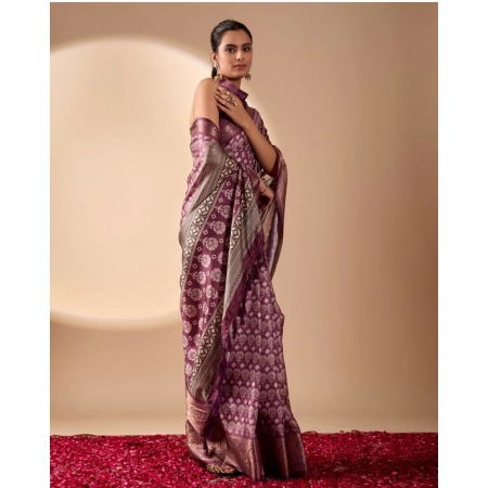 Generic Women's Faux_Banarasi Woven Saree With Unstitched Blouse 5.5Mtr (Purple) Generic Women's Faux_Banarasi Woven Saree With Unstitched Blouse 5.5Mtr (Purple)